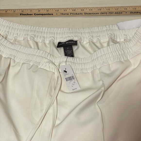 Lane Bryant Pant Size 26 Cream Perfect Drape Track Pant Side Stripe Pull On NEW - Picture 8 of 10